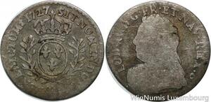 R9473 Rare 1/20 Ecu branche oliviers Louis XV 1726 AA Metz Silver -> Make offer