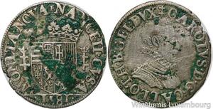 R9489 Rare Lorraine 1/4 Quart Teston Charles III Col fraisé 1581 Nancy Silver