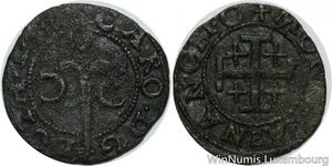 R9495 Inedit Duché Lorraine 2 Deniers Charles IV Croix pattée Epee 1625 1675