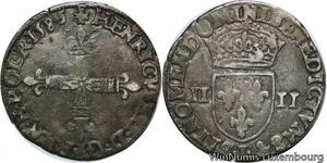 R9522 Rare 1/4 Ecu Henri III Pologne 1583 L Bayonne Argent -> Make offer