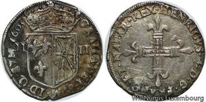 R9526 Rare 1/4 Ecu Navarre Henri IV 1603 Saint-Palais Silver -> Make offer