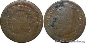 R9544 Très Rare Un Décime Dupré refrappage 2 Décimes an 5 A Paris 1796 ->Offer