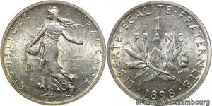 R9549 Rare 1 Franc Semeuse 1898 Argent Silver Splendide -> Make offer