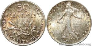 R9560 Rare 50 Centimes Semeuse Argent 1898 BU UNC -> Make offer