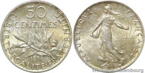 R9563 Rare 50 Centimes Semeuse Argent 1898 BU UNC -> Make offer