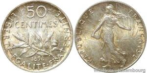 R9564 Rare 50 Centimes Semeuse Argent 1898 BU UNC -> Make offer