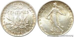 R9566 Rare 50 Centimes Semeuse Argent 1898 BU UNC -> Make offer