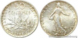 R9567 Rare 50 Centimes Semeuse Argent 1898 BU UNC -> Make offer