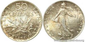 R9569 Rare 50 Centimes Semeuse Argent 1898 BU UNC -> Make offer