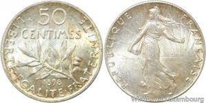 R9570 Rare 50 Centimes Semeuse Argent 1898 BU UNC -> Make offer