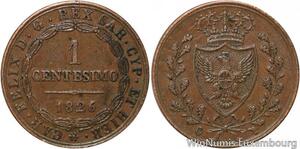 R9653 Italy Sardinia 1 Centesimo Carlo Felice 1826 P Turin -> Make Offer