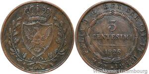 R9655 Italy Sardinia 3 Centesimi Carlo Felice 1826 L Turin -> Make Offer