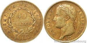 R9657 Rare France 40 Francs Napoleon I 1810 W Lille Or Gold -> Make offer