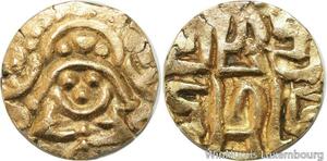 R9659 Very Rare India Debase 4 1/2 Masha Or Gold Goddess lakshmi Kanauj 1100 AU