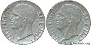 R9686 Rare Albania Module 0.05 Lek Vittorio Emanuele III Double Face Forgery