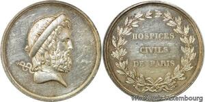 R9690 Médaille Hippocrate Medecine Hospices Civils Paris 1870 Paris Argent AU