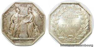 R9695 Rare Médaille Consulat Napoleon I Banque France 1800 An VIII Argent UNC