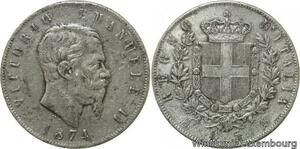 R9713 Old counterfeit Italy 5 Lire Vittorio Emanuele II 1874 M Milan Lead >Offer