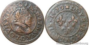 R9720 Double Tournois Louis XIII buste juvenile col rabattu 1629 D Lyon -> Offer