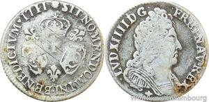 R9748 1/10 Ecu Louis XIV 1711 T Nantes Argent Silver -> Make Offer