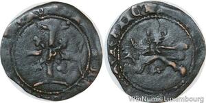 R9781 Rare Anglo Gallic Niquet Leopard Henri V Lancastre 1413 1422 Rouen Silver