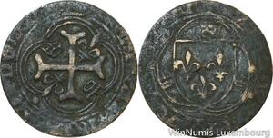 R9787 Jeton de compte Blanc Charles VII 1403 1461 Trois couronnelles Trilobe