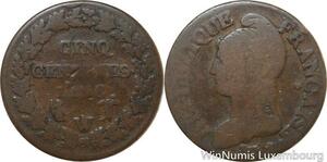 R9806 5 Centimes Dupré an 8/7 W/A Lille / Paris -> Make Offer