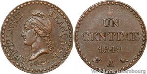 R9814 Rare Un Centime Dupré 1849 A Paris République SUP -> Make offer
