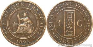 R9823 French Indochina 1 Cent Liberty 1892 A Paris ->Make offer