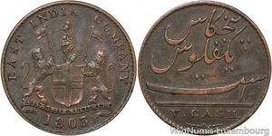 R9832 Rare British India Madras Presidency 5 Cash 1803 -> Make offer