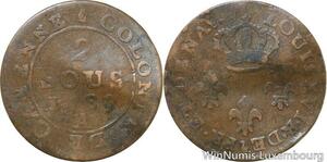 R9845 French Guiana 2 Sous Louis XVI Colonie Cayenne 1789 A Paris -> Make Offer