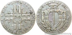 R9906 Rare Switzerland Luzern 20 Kreuzer 1793 Silver -> Make offer