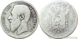 R9937 Belgium 2 Francs Léopold II type Wiener 1867 Silver -> Make Offer