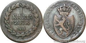 R9944 Rare German States Nassau Kreuzer Friedrich August Wilhelm 1808 L Usingen