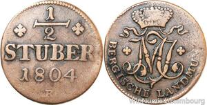 R9950 German Duchy Berg 1/2 Stuber Maximilian IV Joseph 1804 R -> Make Offer
