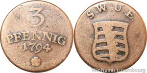 R9955 German Saxe Weimar Eisenach 3 Pfennig Karl August 1794 -> Make Offer