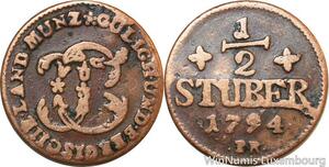 R9957 German Duchy Jülich Berg 1/2 Stuber Karl Theodor 1794 PR -> Make Offer