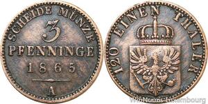 R9959 Geman States 3 Pfenninge Wilhelm I 1865 A Berlin -> Make Offer