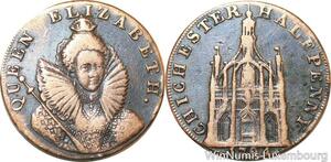 R9964 Rare United Kingdom 1/2 Penny Elizabeth I 1794 Sussex Chichester