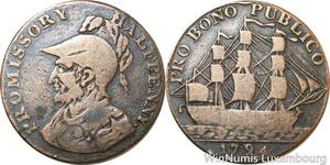 R9966 United Kingdom 1/2 Penny J. Jordan 1794 Hampshire Gosport Ship