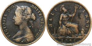 R9968 United Kingdom 1/2 Penny Victoria 1861 -> Make Offer