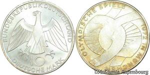 S467 Germany 10 Mark Olympiades Munich 1972 D Silver UNC -> Make offer