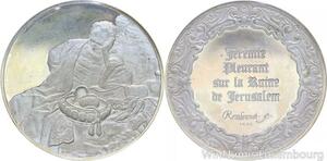 S1264 Médaille Jérémie Ruine de Jerusalem Rembrandt 1630 Silver 950/1000 Proof