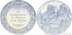 S1270 Médaille Constructeur Navires femme Rembrandt 1633 Silver 950/1000 Proof