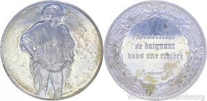 S1271 Médaille Hendrickje Baignade Rivière Rembrandt 1655 Silver Proof -> Offer