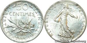S1858 France 50 Centimes Semeuse 1919 PCGS MS63 Splendide Argent Silver - Faire Offre