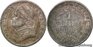 S5509 Italia Lira 1866 Italyn-Kirchenstaat Vatican Pius IX 1846-1878 SPL UNC
