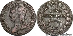 S5527 Rare France 5 Centimes Dupré An 7/5 BB - Faire Offre