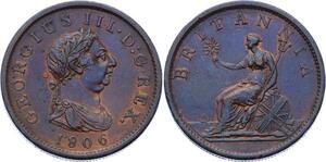 O2762 Very Rare !!! Great Britain Penny George III 1806 AU !! ->Make offer