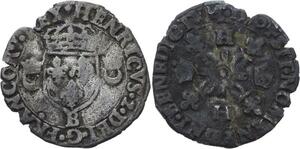 O2792 Rare Douzain Henri II Croissants 1550 B Rouen ->Make offer